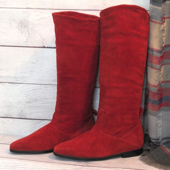 Jasmin Vintage Red Suede Leather Knee 